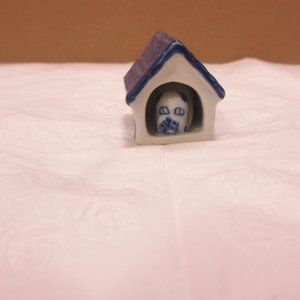 Dog House Miniature Animals Delft Blue Ceramic
